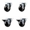 Service Caster 3'' Hard Rubber Wheel Swivel Top Plate Caster Set with 2 Posi Brakes, 4PK SCC-20S314-HRS-2-PLB-2 - alternate 1